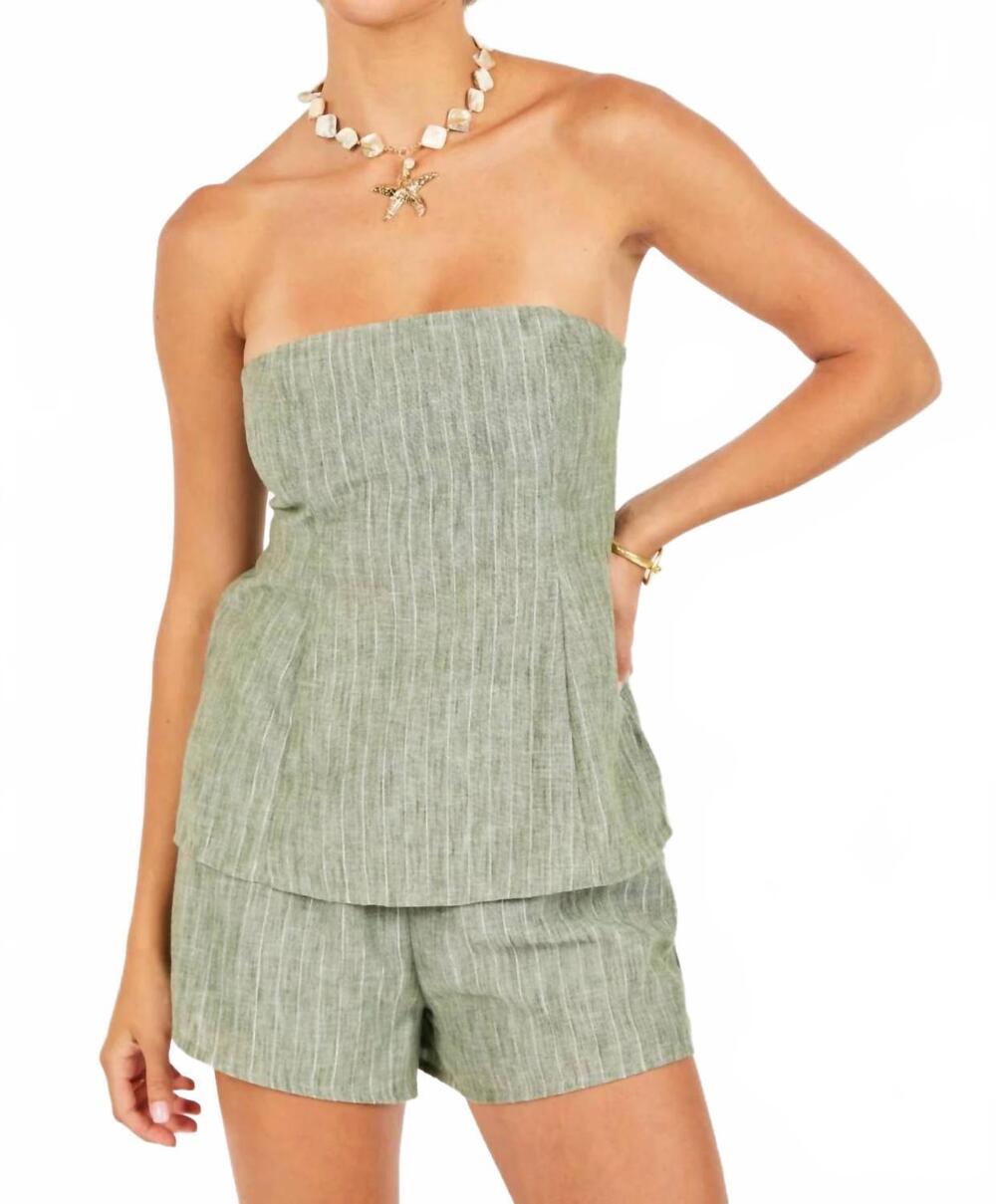 NEW SADIE & SAGE women's waves tube top in sage green